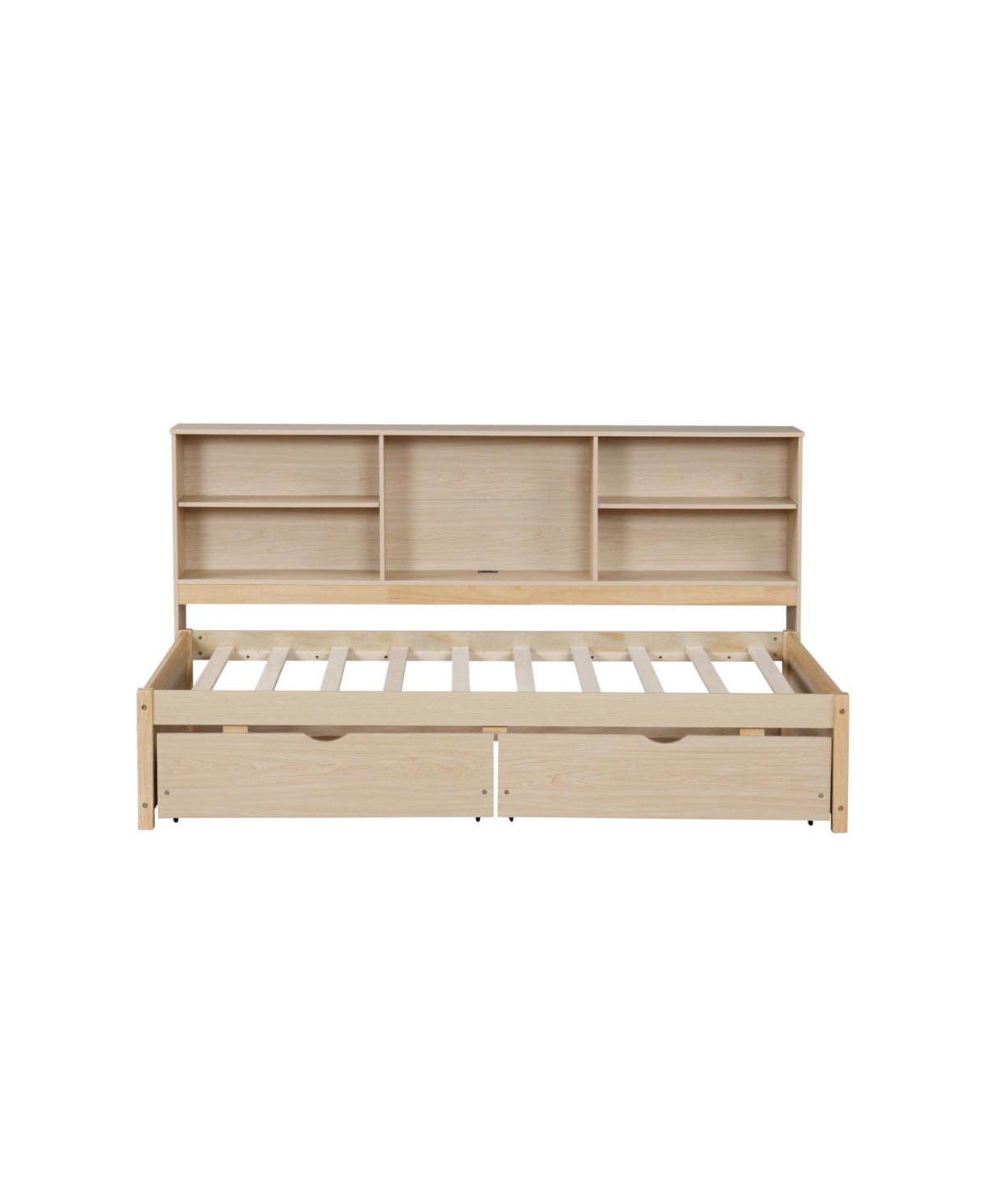Streamdale Furniture Twin Size Bed Frame With Side Bookshelves, Two Drawers, And Built-in Usb Port