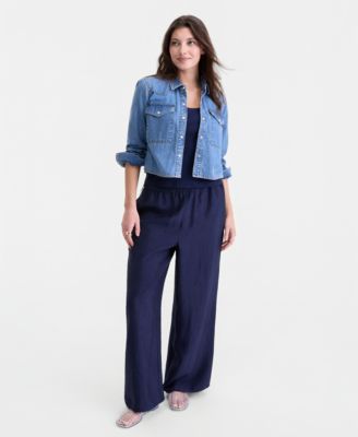 Women's Cropped Denim Western Shirt