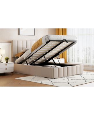 Full size Upholstered Platform bed with a Hydraulic Storage System