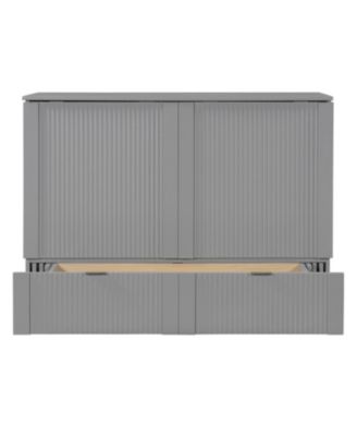  Full Size Murphy Bed with drawer and a set of Sockets & USB Ports, Pulley Structure Design, White