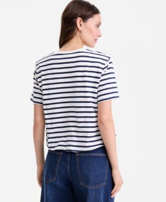 Women's Striped Bubble-Hem T-Shirt