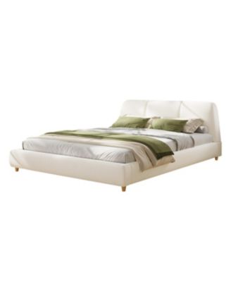 White Linen Upholstered Bed Frame