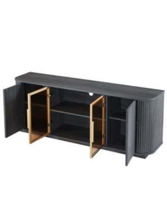 64" Wavy TV Cabinet with Tempered Glass Door