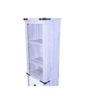 Farmhouse Bathroom Storage Cabinet - Grey & White