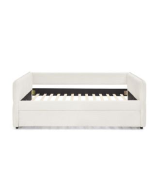 Boucle Daybed with Trundle Full Size Beige