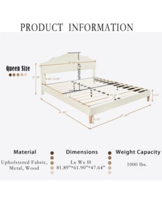 Queen Upholstered Platform Bed with Adjustable Headboard