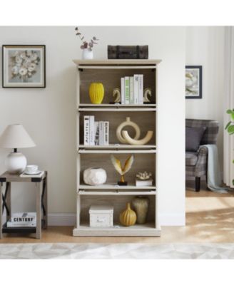 White 4-Tier Glass Display Cabinet