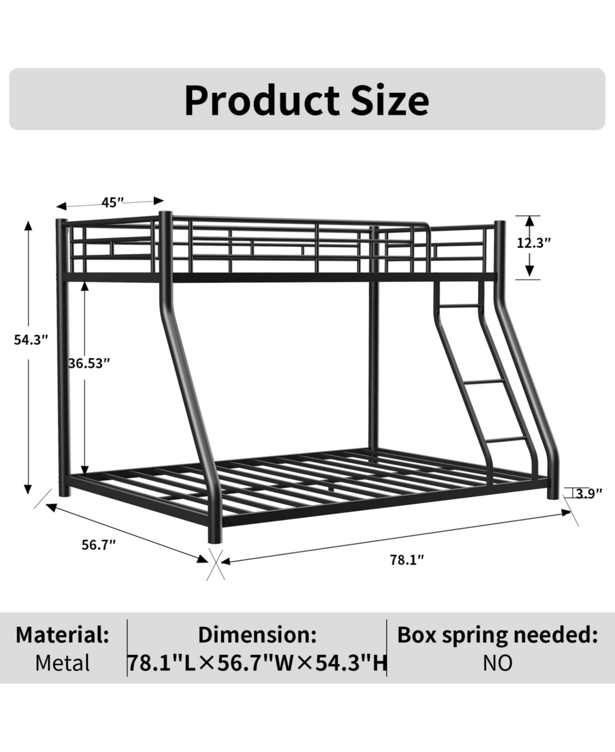 Streamdale Furniture Twin Over Full Metal Bunk Bed