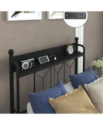 Twin Bed Frame with Charging & LED Light
