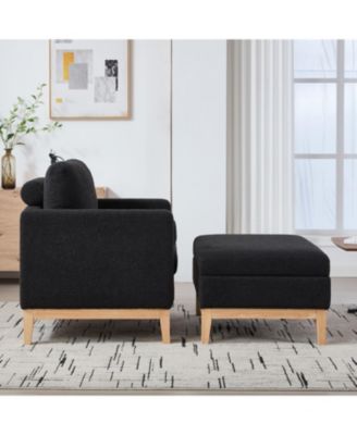 Farmhouse Upholstered Accent Chair & Ottoman