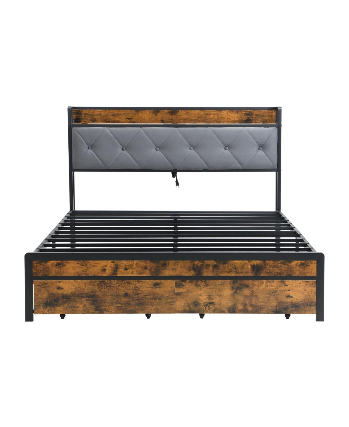 Streamdale Furniture Led Bed Frame with Storage Drawers & Usb Charging