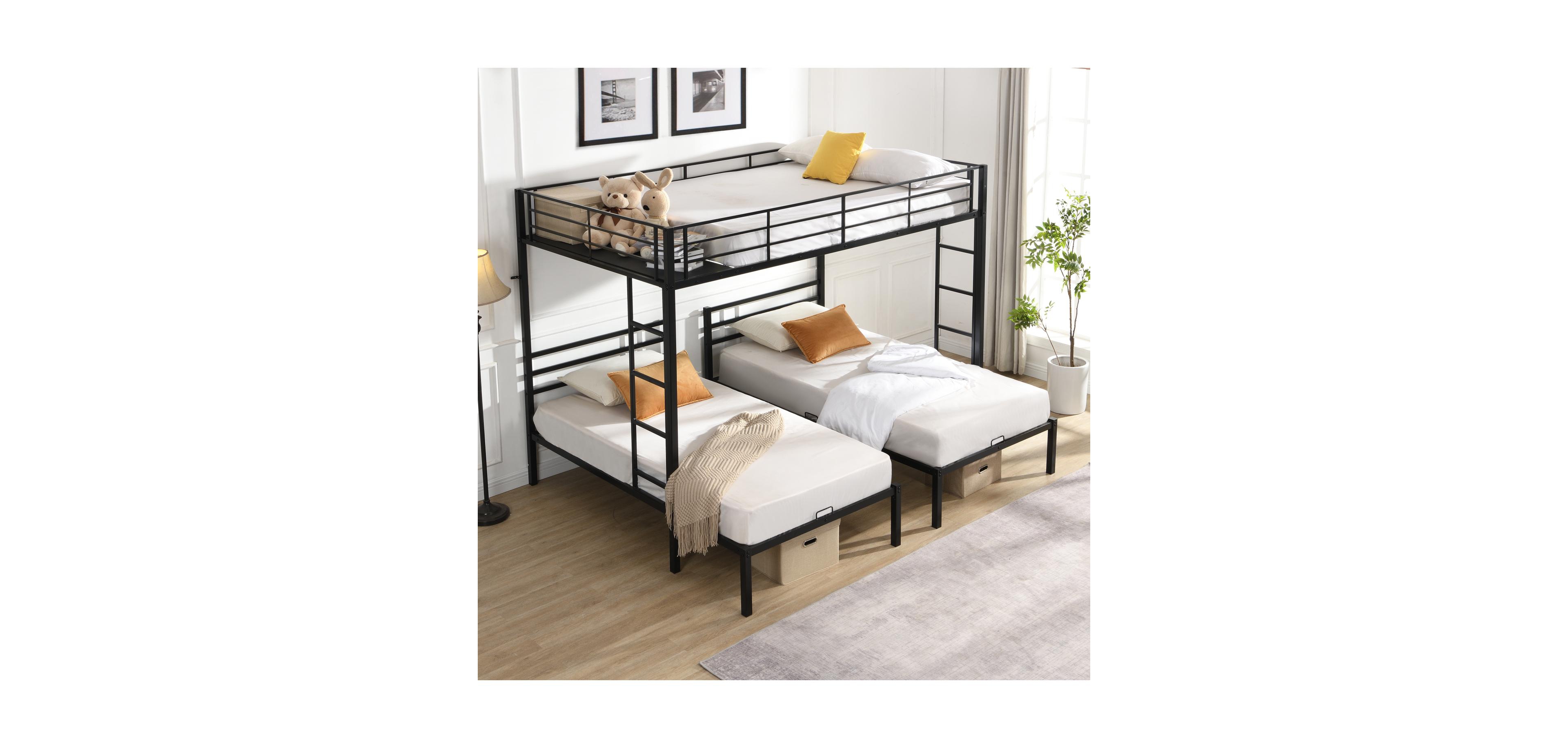 Streamdale Furniture Triple Bunk Bed Full Over Twin Metal Frame