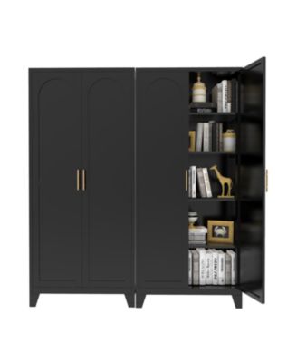 71" Metal Storage Cabinet with Doors & Adjustable Shelves (Black)