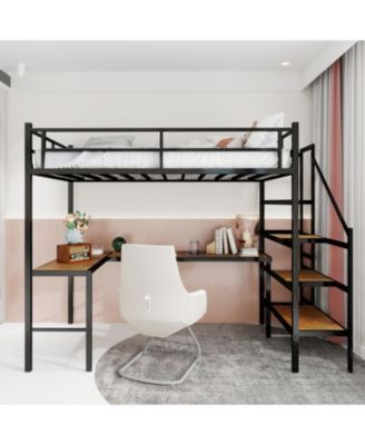 Streamdale Loft Bed with L-Desk, Storage, Stairs & Railing