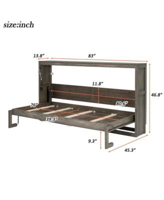 Twin Murphy Bed with LED Light - Brown