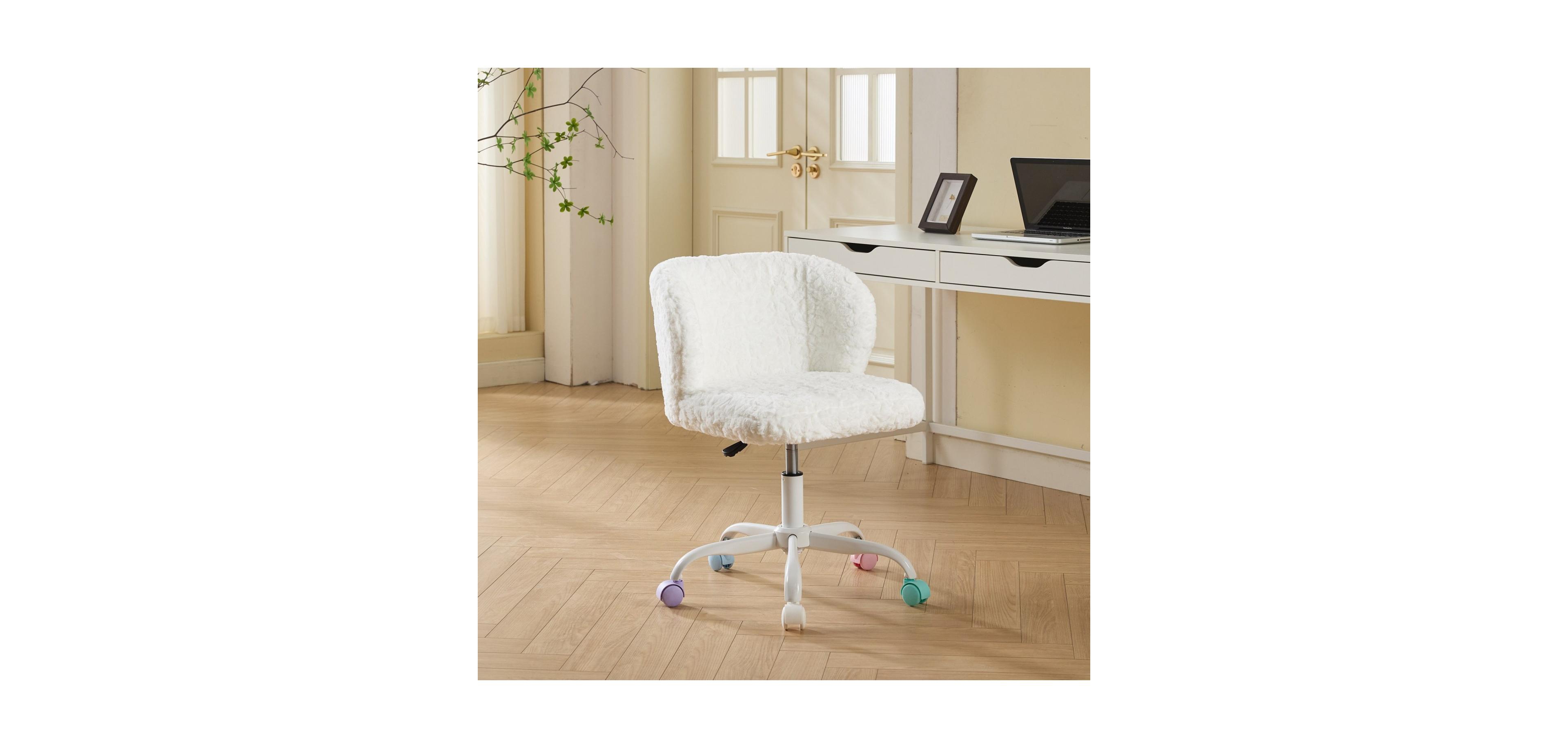 Streamdale Furniture Ivory Faux Rabbit Fur Office Chair