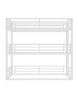  Triple Twin XL Metal Bunk Bed with Guardrails