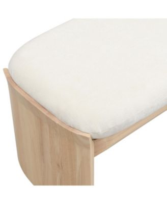  51.5 Inch Beige Rubber Wood Footstool For Bedroom and Living Room