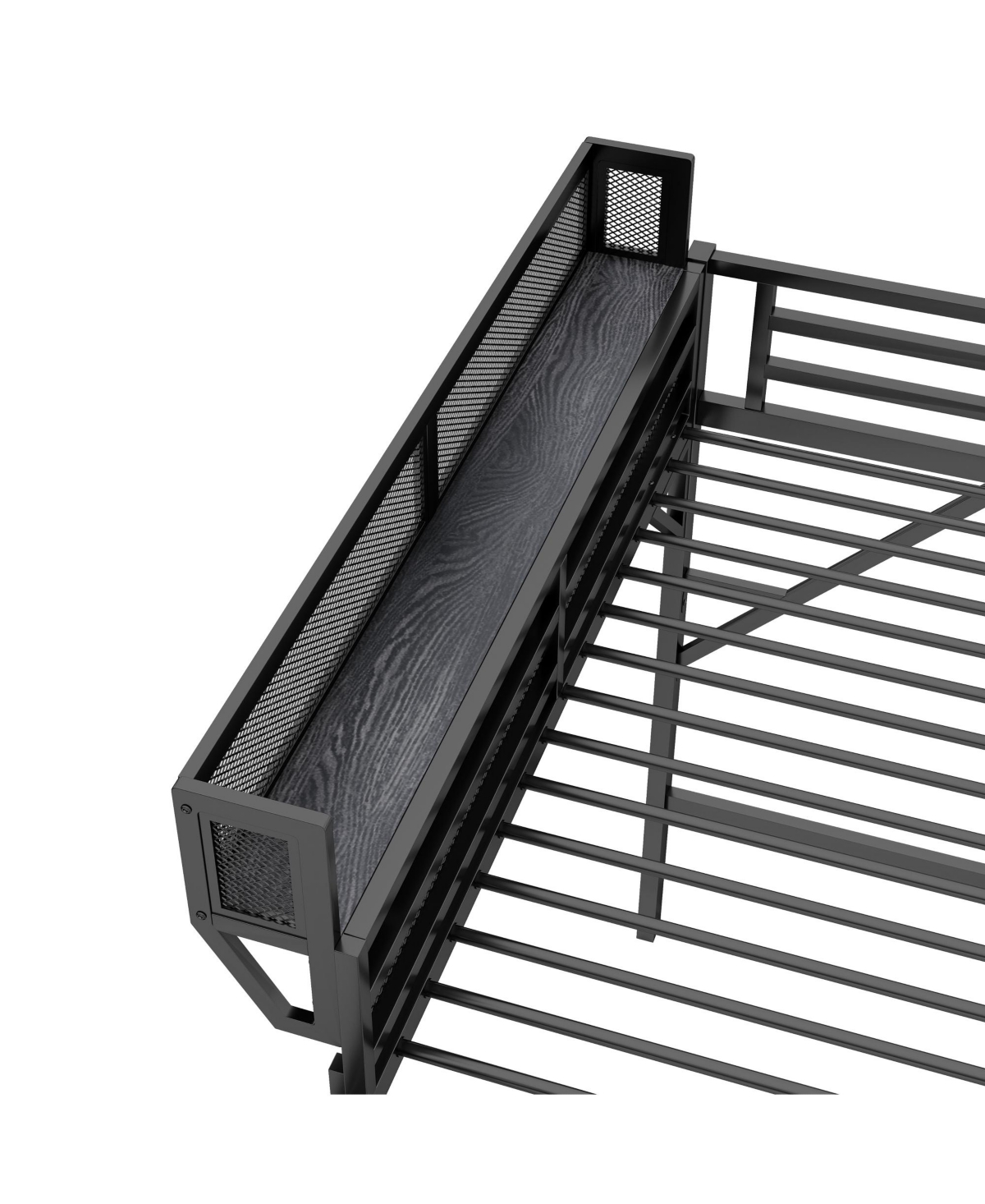 Streamdale Furniture Queen Loft Bed with Shelves, Metal Frame