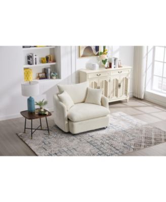 Swivel Chair with Pillows - Beige