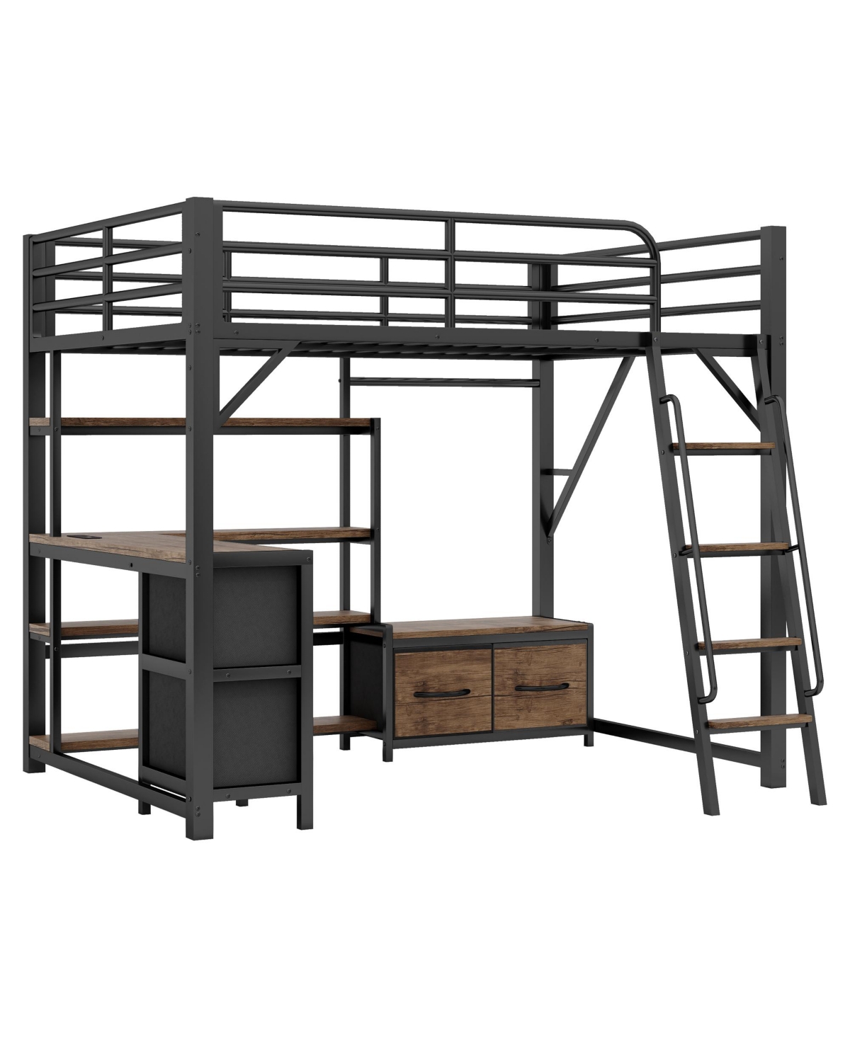 Streamdale Furniture Loft Bed with Desk, Light, Storage, Wardrobe & Drawers