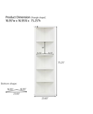 2x 75" Triangle Bookshelves - White (Set of 2)