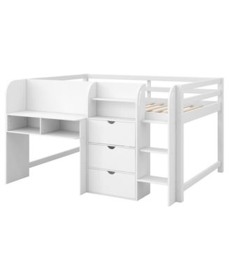 Streamdale Low Loft Bed with Desk, Storage, Bookcase & Whiteboard