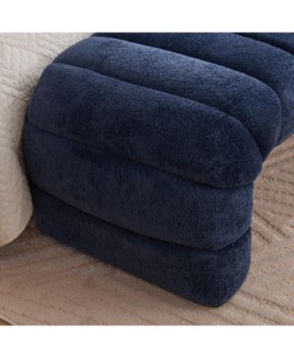 Modern Upholstered Bed Bench, Channel Tufted, Chenille, Navy