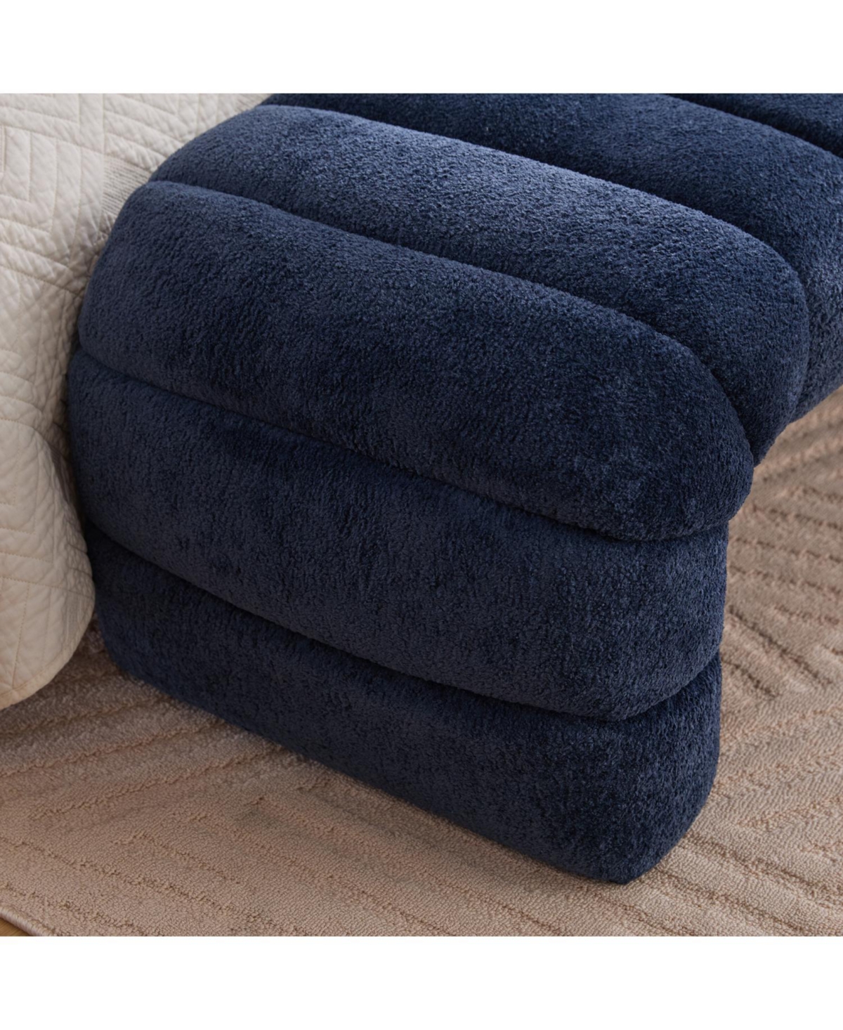 Streamdale Furniture Modern Upholstered Bed Bench, Channel Tufted, Chenille, Navy