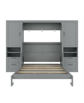 Queen Size Murphy Bed Wall Bed with Closet ,Drawers and Shelves