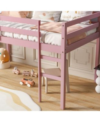 Solid Wood Twin Loft Bed with Ladder