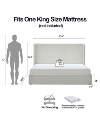 + King + Chenille + Upholstered + Platform Bed Frame