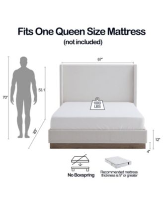 Hosford Cream White Boucle Queen Upholstered Platform Bed