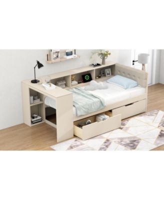 Platform Bed with Storage, Charging Station