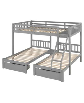 Full Over Twin & Twin Triple Bunk Bed with Drawers