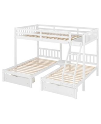 Full Over Twin & Twin Triple Bunk Bed with Drawers