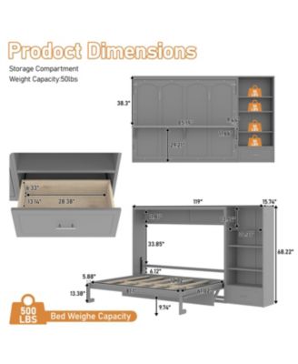 Queen Murphy Bed with Storage & Shelf