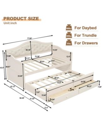 Streamdale Twin Daybed with Trundle & Storage, Upholstered Backrest