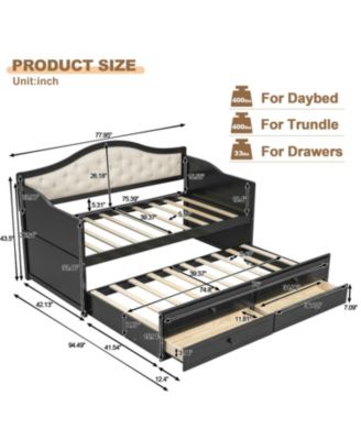 Streamdale Twin Daybed with Trundle & Storage, Upholstered Backrest