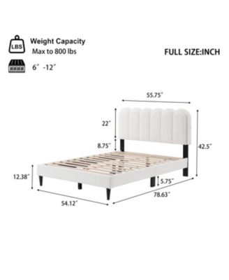 Lambswool Headboard Bed Frame w/ Light, Full