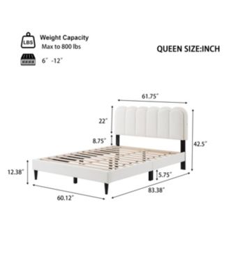  Lambswool Cream Headboard Bed Frame w/ Light, Queen