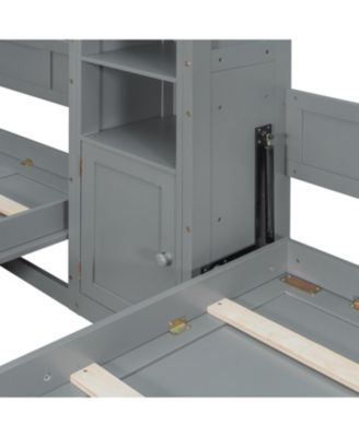 Dual Twin size Wall Murphy Beds with Cabinets and Shelves