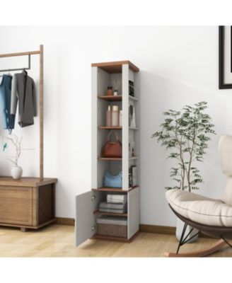 Rotating Mirrored Storage Cabinet - Antique White