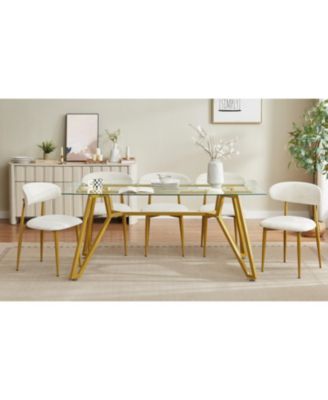 Modern White & Gold Dining Chairs (Set of 2)