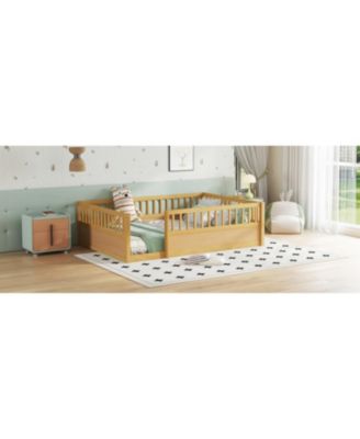 Montessori Floor Bed Frame with Fence
