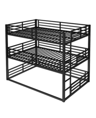 Queen Triple Bunk Bed, Metal, Heavy-Duty, Black