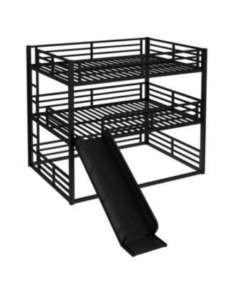 Triple Bunk Bed with Slide, Metal, Heavy-Duty