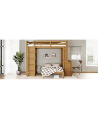 Full XL/Full Bunk Bed with Desk, Shelves & Wardrobe