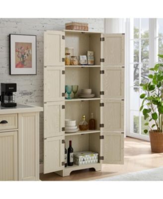  72.4" Tall Storage Cabinet with 8 Doors & 4 Shelves, White
