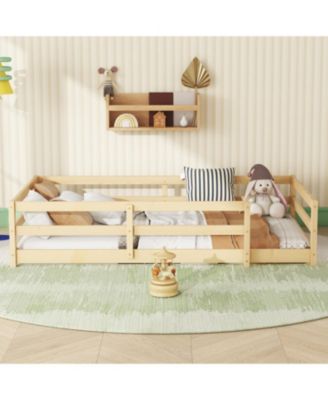 Floor Bed Montessori with Fence - Natural